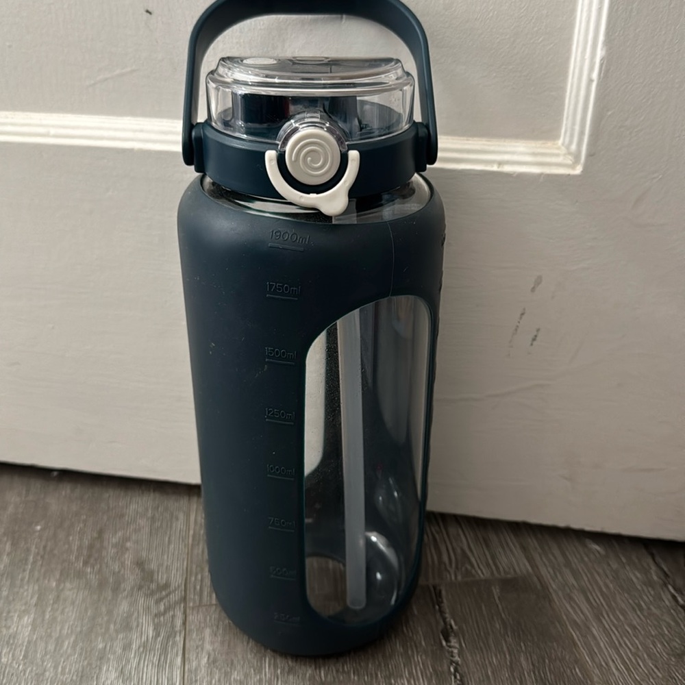 64oz Glass Water Bottle with Handle and Straw,